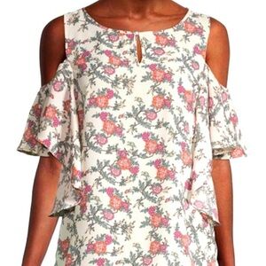 Max Studio shoulder cut out floral blouse. Brand new with tags.